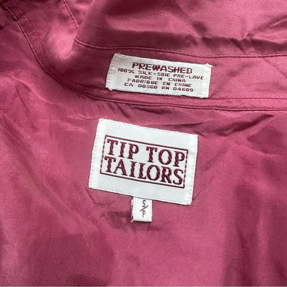 Vintage Tip Top Tailors 100% Silk Pink Safari Shirt - S - Picture 11 of 16